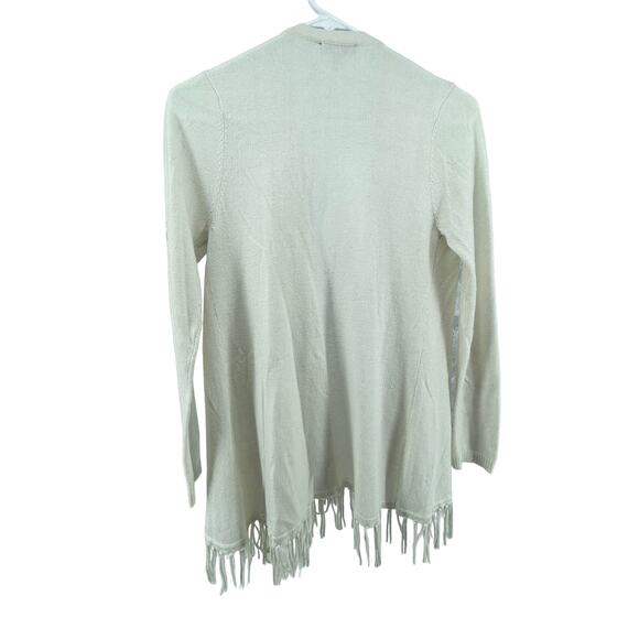 Freshman White Open Front Fringed Cardigan Sweater Women's Size Large 12/14 - Picture 5 of 6